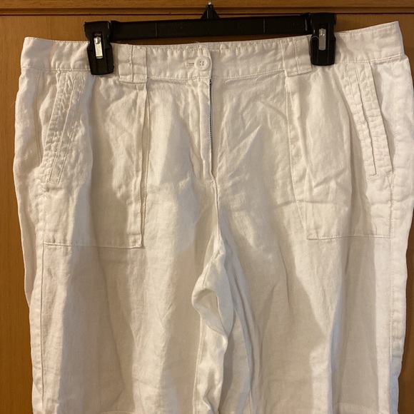 Ann Taylor Loft Linen Straight Leg Pants White Size 10 - Picture 2 of 9